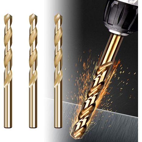 Lntyq Lot de 3 forets hélicoïdaux M35 et cobalt - Pour percer sur acier inoxydable - Foret hélicoïdal en acier - Foret à métal - Aciers durs - Métal, Accessoires pour perceuse (diamètre 2,5 mm)