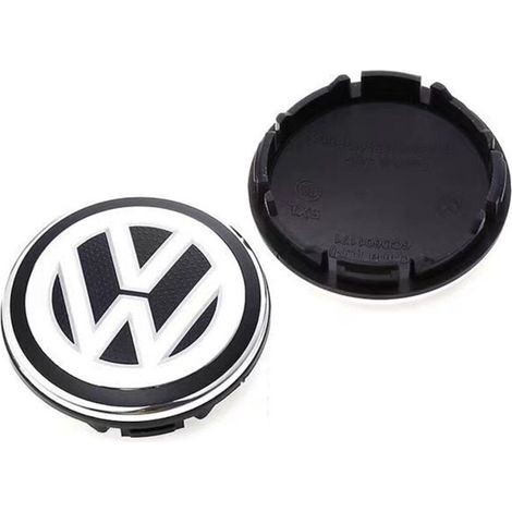 Cache-moyeu de roue 56mm pour Volkswagen Golf, Passat, Polo, Jetta, Bora, Santana – Centre de jante texture grainée, capuchon de moyeu en alliage d’aluminium, kit 4 pièces, accessoire jante voiture – (1/2)