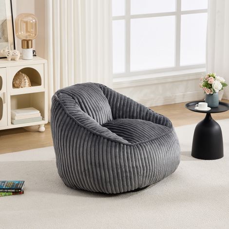 Sitzsack Sessel, weiche Schaumstofffüllung, leicht zu bewegen, Chenille, dunkelgrau (1/5)