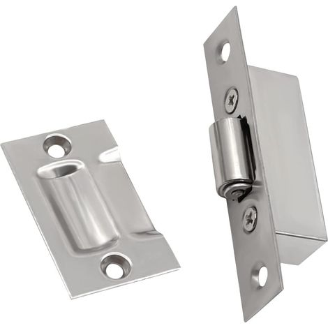 Loquet à rouleau réglable, Loquet de porte d'armoire en alliage de Zinc loquet de tiroir pour porte coulissante tiroir placard (couleur inox brossé) (1/5)