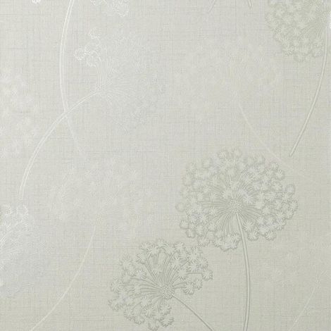 Fine Decor Grace Allium White Silver Wallpaper Floral Metallic Textured Vinyl (1/4)