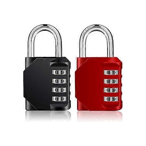 Zahlenschloss 2er-Pack, 4-stellige Zahlenkombination (Schwarz und Rot) (1/5)