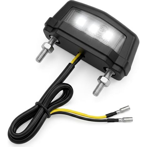 Éclairage Plaque Moto LED 12V Universel, Lampe Immatriculation avec 3 LED SMD Haute Luminosité Étanche IP65 Compact 6x3x1cm Faible Consommation pour Moto Scooter Quad Tous Modèles de Motos y Quads ATV (1/5)