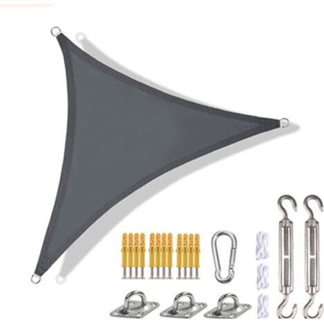 Voile d'ombrage 3×3×3m Triangle Auvent Extérieur Soleil imperméable Anti-UV pour Jardin Terrasse-Gris Clair