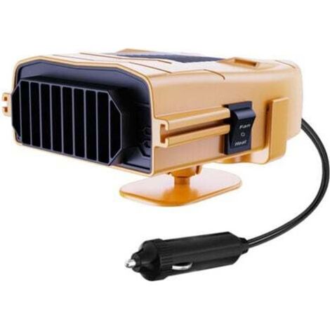 Riscaldatore per auto 12V, sbrinatore per auto, rotazione a 360°, riscaldatore per auto a doppio uso, sbrinatore giallo, riscaldatore per cruscotto 12V modello