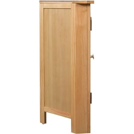 Meuble d'Angle en Chêne Massif, 80 x 33,5 x 78 cm, Rangement Compact et Élégant pour Salon ou Entrée (1/5)