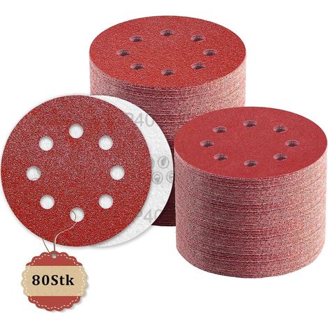Disques abrasifs 125mm velcro grain 40, 8 trous, lot de 80 (1/5)