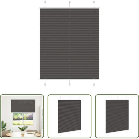 Store zébré - Store plissé noir 110x100 cm largeur du tissu 109,4cm polyester (1/5)