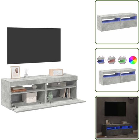 TV-Schränke LED-Leuchten 2 Stk. Betongrau 60x35x40 cm - TV Schrank - Beton Grau - Fernsehtisch - Regal - Wohnzimmer Deko (1/5)
