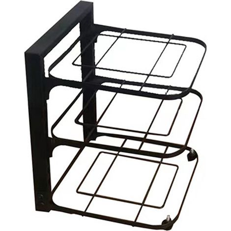 Étagère de rangement de cuisine en acier au carbone, multicouche, noire, pour casseroles et poêles, trois niveaux, 45 x 24 x 7 cm / 17,7 x 9,4 x 2,8 pouces (1/5)