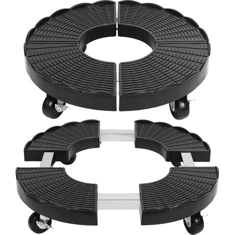 APEX Plateau pour pot de fleurs avec pneus, taille réglable, diamètre 38–50 cm, support rond pour pot de fleurs.