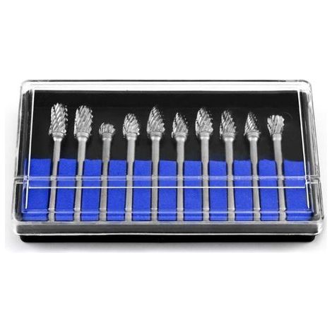 Set di 10 frese rotative a doppia scanalatura, gambo da 3 mm, testa da 6 mm, frese in metallo duro per la lavorazione del legno e dei metalli. (1/5)