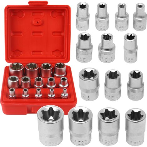 Jeu de 14 douilles Torx E4-E24