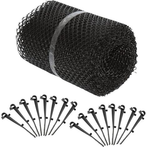Grillage Gouttière 8m Plastique Noir Anti Feuilles avec 15 Clips Fixation  Plastique Polypropylène Résistant, Anti Feuilles Et Débris, Pour Toit Et Garage, Crapaudine Protege Gouttiere, Maille Découpa (1/5)