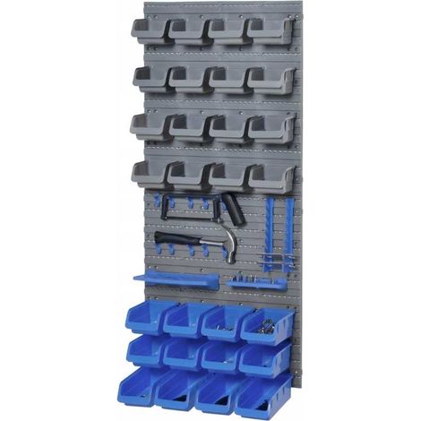 Pannello a muro con contenitori blu-grigio, 44 elementi (1/5)