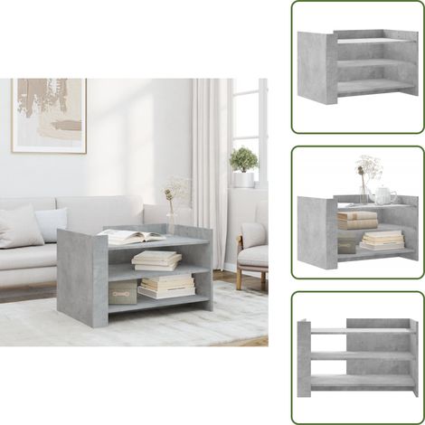 Table basse gris béton 80x50x50 cm bois d'ingénierie - Table Basse - Meuble Salon - Table D'appoint - Table Design - Table Grise (1/5)