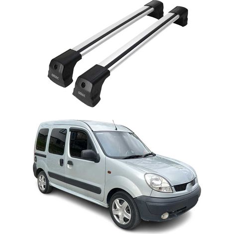 OMAC Dachträger Querträger kompatibel mit Renault Kangoo I 1997-2003 Pre-FL – 2 Stangen – Abschließbar – Aluminium Silber (1/5)