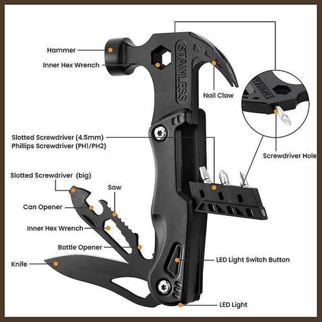 Portable multi-purpose pliers with jaws and claw-like hammer shape – durable nylon sheath, ideal for camping and outdoor survival