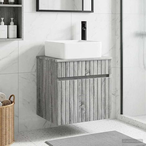 Vanidad de lavabo montada en la pared gris