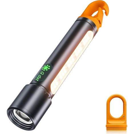 Lampe de poche LED rechargeable 500 000 lumens, 9 modes, lampe de poche LED extrêmement lumineuse XHP90.2 zoomable et étanche IPX7, lampe de poche puissante pour le camping, la randonnée, les (1/5)