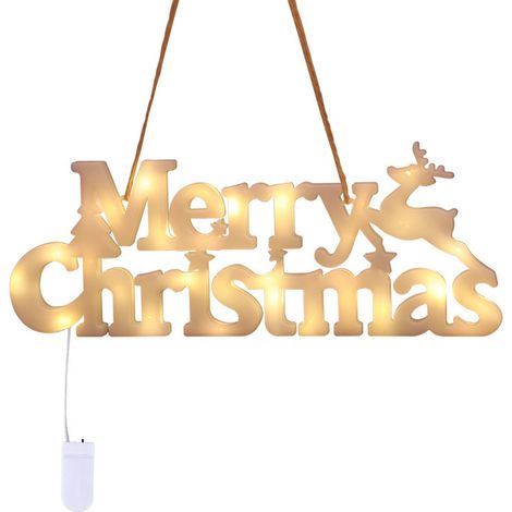 Ortviai Guirlande Lumineuse LED en Lettres de Noël avec Corde de Suspension – Lumière Chaude, ABS, 10,5 x 27,5 cm