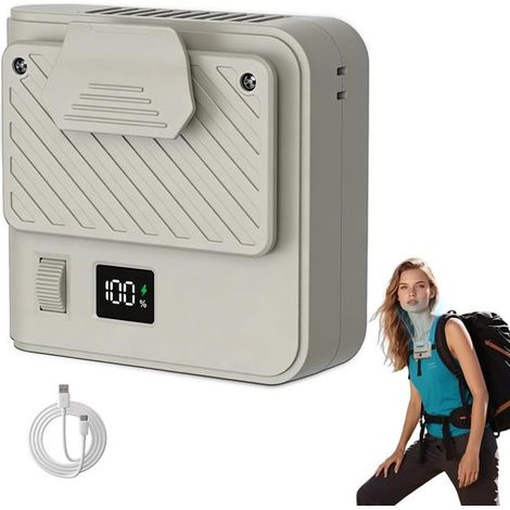 Ventilador portátil de cintura，ventilador de camiseta，batería recargable con clip y cordón para colgar，9500 rpm，100 velocidades de viento (1/5)