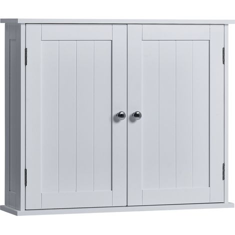 Armoire Murale de Salle de Bain Priano, Étagère, Rangement, Meuble WC, Blanc, 2 Portes (1/5)