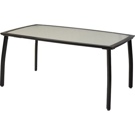 Tisch 150 x 90 cm silbernes Gestell/matte Glasplatte