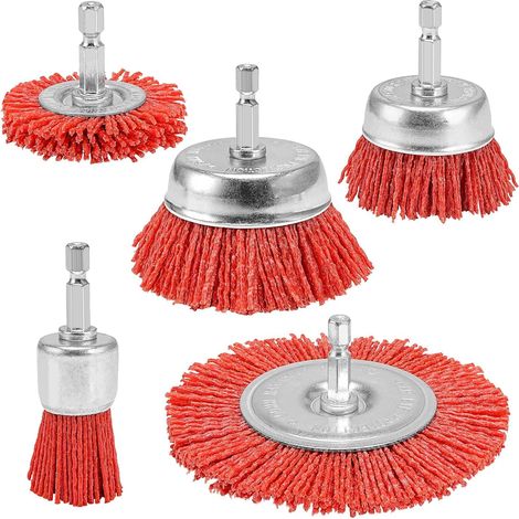 Set of 5 Nylon Brushes for Drilling, Stripping Paint (1/5)