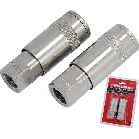 Neilsen 2pc Air Line Fittings Hose Compressor Coupler Connector 1/4" BSP Female (1/2)
