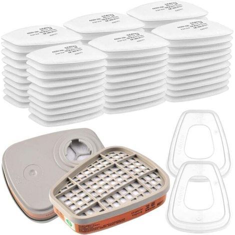 6001 Ersatz-Atemschutzfilter-Set, wiederverwendbar, 60 Filterpads, für Filtration und Reinigung, Gesichtsschutz, kompatibel mit 6100/6200 / 7501/7502 / 6502/6800