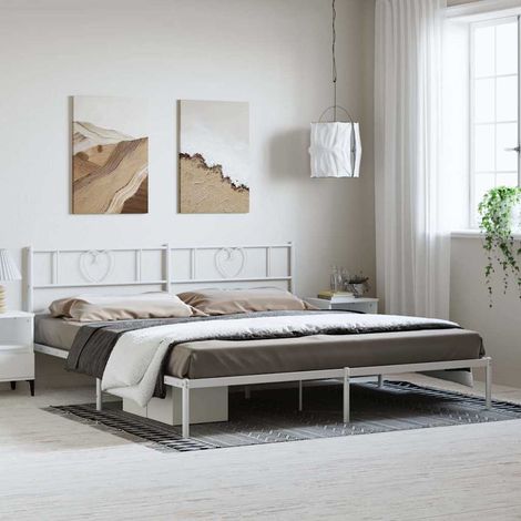 Bettgestell mit Kopfteil Metall Weiß 193x203 cm