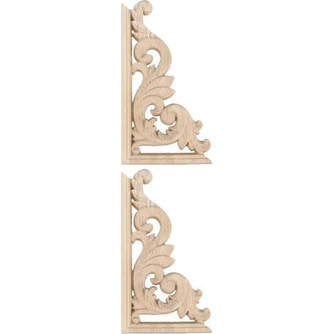 Applique Bois Sculpté 2 Pièces pour Meubles et Fenêtres, Décoration Murale Beige Peinturable, Style Élégant Classique, Présent Maison (1/5)