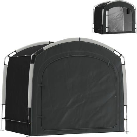 Abri vélo portable 3-4 vélos avec 2 poches latérales 220 x 150 x 195 cm noir (1/5)