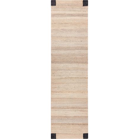 Runner Rug Beige and Black Jute 80 x 300 cm Rectangular Woven Rustic Style Hallway Bedroom AMRAVATI