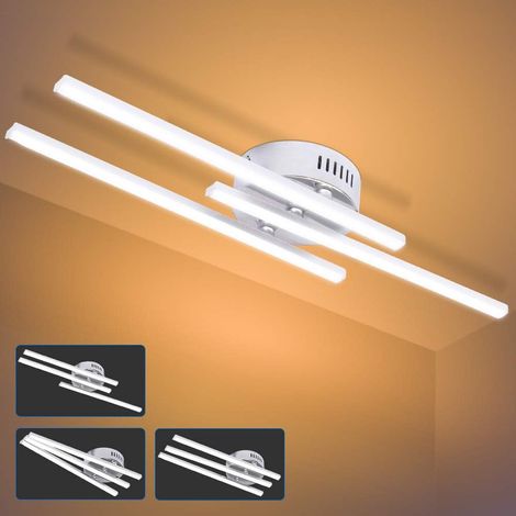 Plafonnier LED Lustre, ampoule 21 W. Design moderne avec bandes parallèles et 3 barres lumineuses parallèles, idéal pour le salon, la chambre ou la salle à manger (3 lumières blanc chaud).