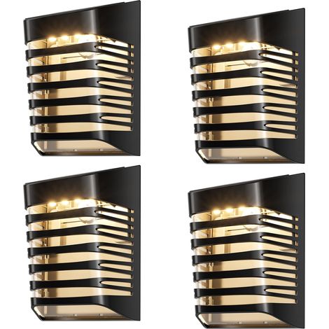 Lot de 4 lampes solaires d'extérieur, 2 modes d'éclairage, étanches IP66, appliques murales solaires décoratives.-AquaForge (1/5)