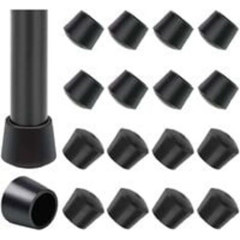 16 Paquet Embouts de protection de chaise, Embout pied de chaise Caoutchouc pied de chaise Protection Embouts, Diamètre intérieur - 1 pouce / 25 mm, noir