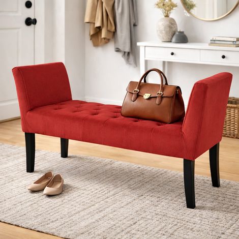 Panca in velluto bordeaux cm 111x40x60h (1/5)