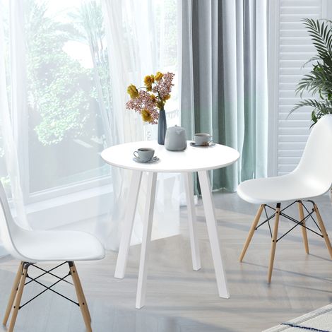 MEUBLIV Table ronde 72x72x75 cm blanche en MDF – plateau brillant, charge 80 kg (1/5)