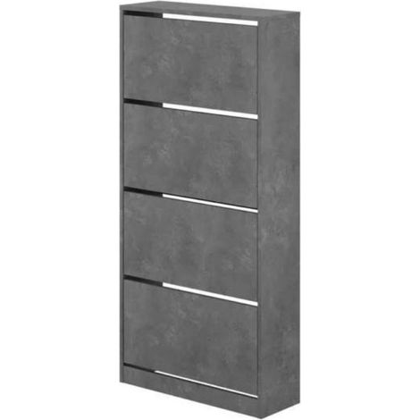 Scarpiera 4 Ante a Ribalta Doppie Salvaspazio Legno Grigio (1/5)