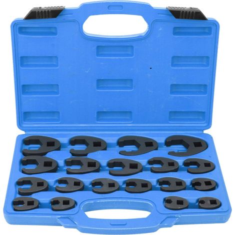 TONYSA 19 pcs Crowfoot Ensemble de Clés, Drive Métrique Coffret de Douilles à Tuyauter avec Boîte de Rangement 8-32mm, Crowfoot Ensemble de Clés Clé Crowfoot en Acier Cr-Mo pour Clé à Cliquet 3/8" et (1/5)