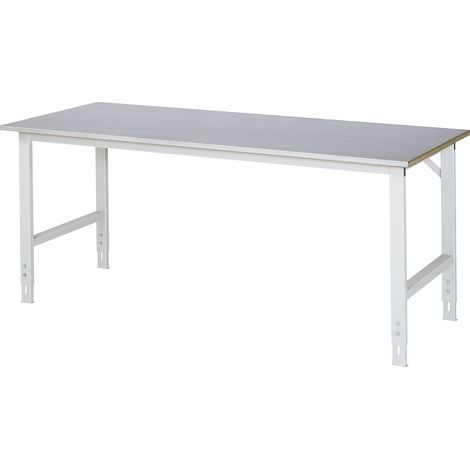 Table de travail Tom Rau LxPxH 2000x800x760-1080mm, plateau en tôle d'acier (1/5)