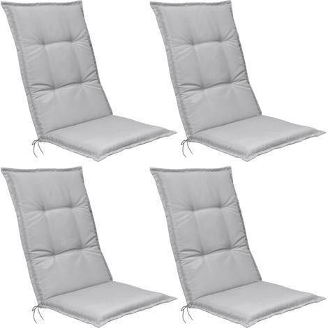 Beautissu Set de 4 Cojines para sillas de Exterior, tumbonas, mecedoras o Asientos con Respaldo Alto Base HL 120x50x6 Placas compactas de gomaespuma	Gris claro