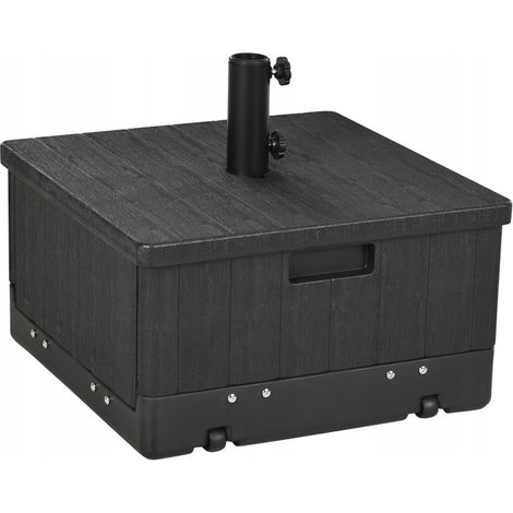 Soporte para sombrilla 3 en 1 Outsunny con ruedas y macetero, color negro. (1/5)