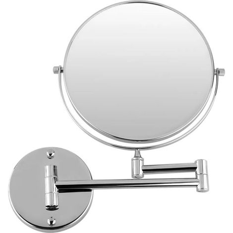 Miroir de maquillage mural pivotant double face de 8 pouces, extension de 12 pouces, finition chromée polie (grossissement x7) (1/5)