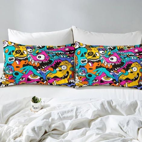Style de Graffiti Parure de Lit Enfants Garçons Hip Hop Housse de Couette 200x200cm 3 pièces coloré Graffiti Hippie de Literie (1/4)