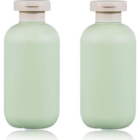 Lot de 2 flacons souples rechargeables en plastique avec bouchon à rabat - flacon vide, flacon voyage, Accessoires de voyage pour shampooing, crèmes, lotion, après-shampoing - 200 ml