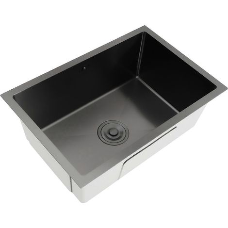 Évier de cuisine à encastrer en acier inoxydable 304 60 x 40 cm ou 55 x 45 cm grande capacité et design moderne noir. (1/5)