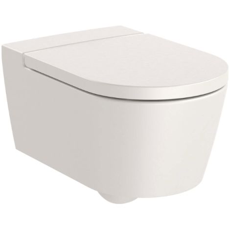 Cuvette WC suspendu sans bride ROCA Inspira beige avec abattant frein de chute (1/4)